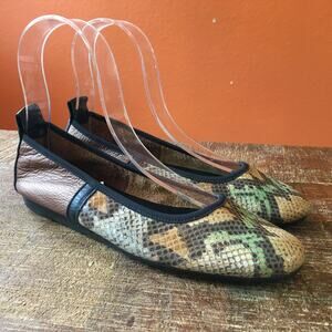 Arche Lamour Snake Print Ballerina Flat Copper Leather Shoe EU 38 US 7 VGC